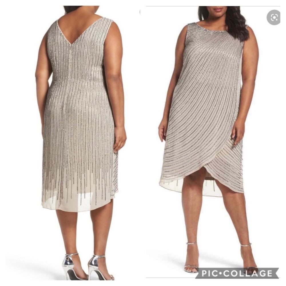 Adrianna Papell plus size beaded crossover sleeveless dress